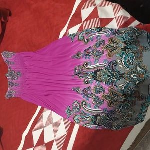 Beautiful long purple strapless dress